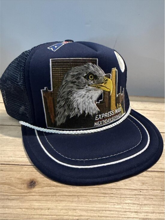 Rare Vintage Official USPS Express Mail Hat 3D Puffy Print Mesh Back NOS 80s main image 9